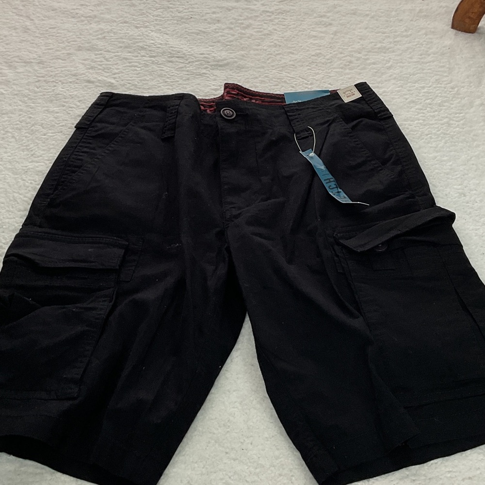 Red Camel Black Men's Cargo Shorts with Flap Pockets